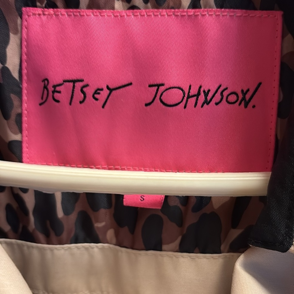 Betsey Johnson Cream Trench Coat with Black Accents - Picture 4 of 8